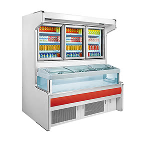 Double Temperature Supermarket Display Refrigerator Combined Freezer